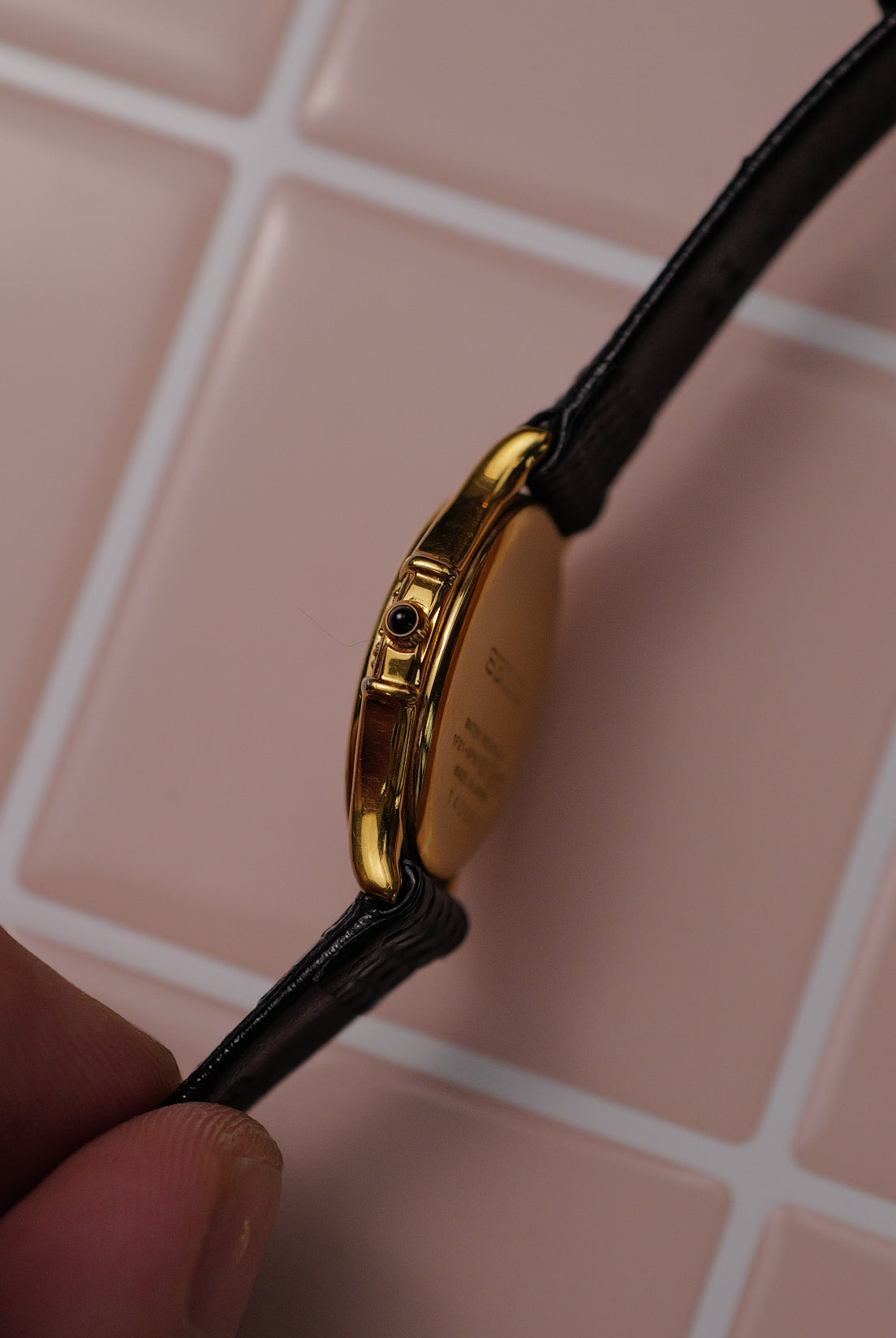 Seiko Exceline Art Deco Diamond Case with Pink Mother of Pearl Dial