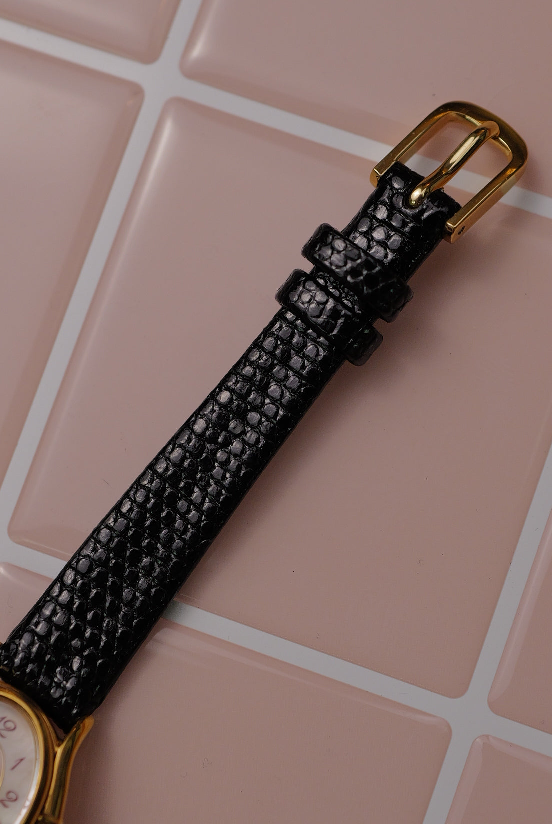 Seiko Exceline Art Deco Diamond Case with Pink Mother of Pearl Dial