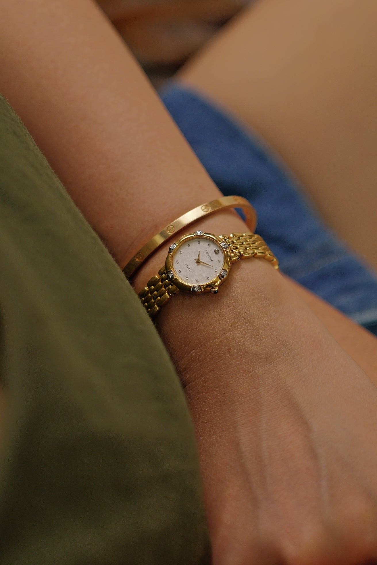 Seiko Exceline with Floral bezel Diamonds  4N40-0370 Circa.1990