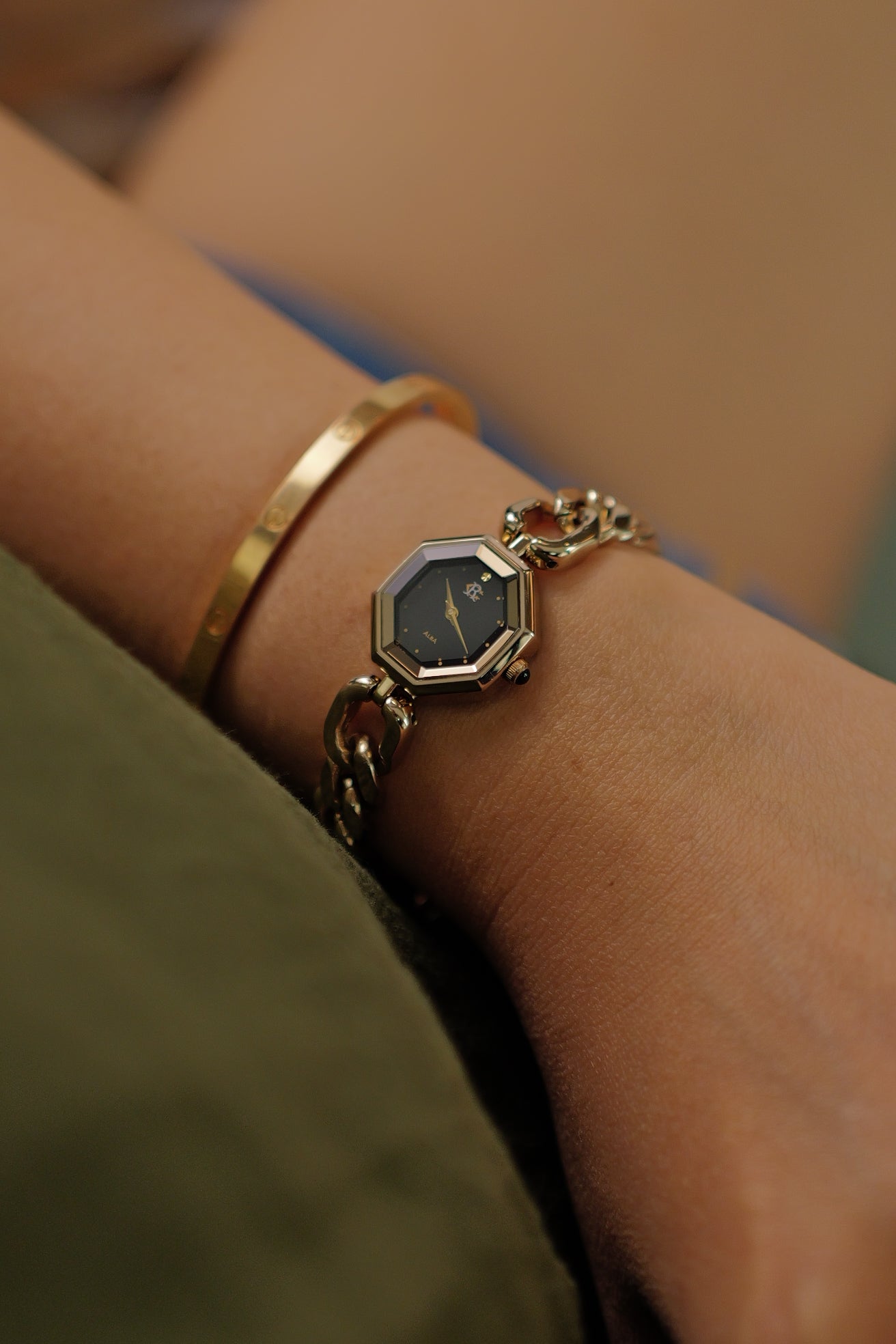 Seiko Alba Octa Cuban Chain Integrated Bracelet Circa. 1990s