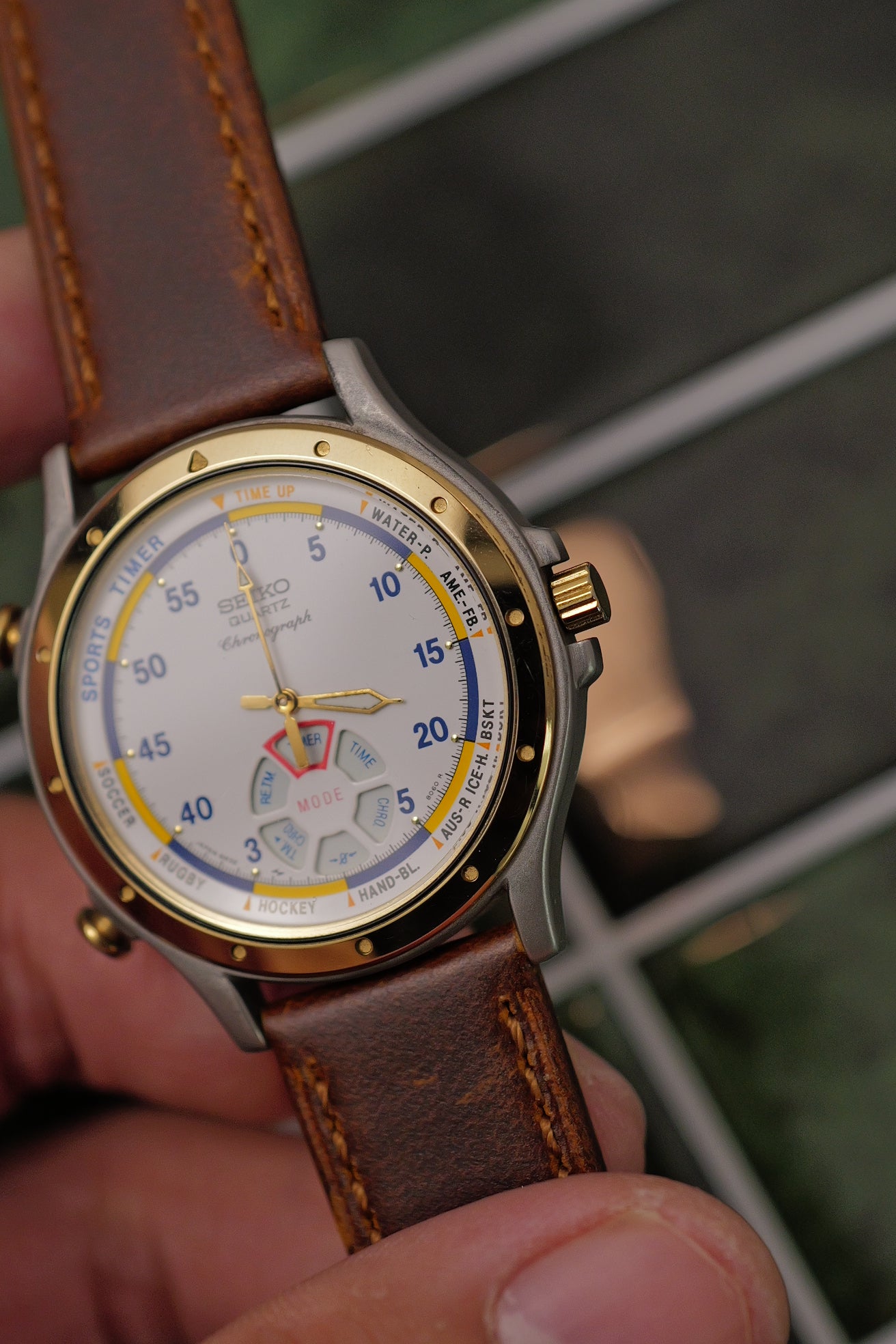 Seiko Sports Timer Chronograph Quartz "Dancing Hands" Circa.2000 with ori strap and buckle