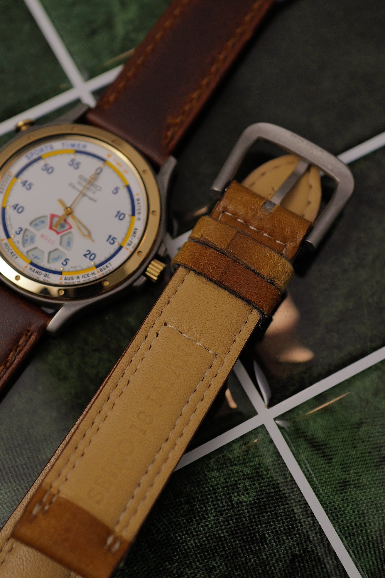 Seiko Sports Timer Chronograph Quartz "Dancing Hands" Circa.2000 with ori strap and buckle