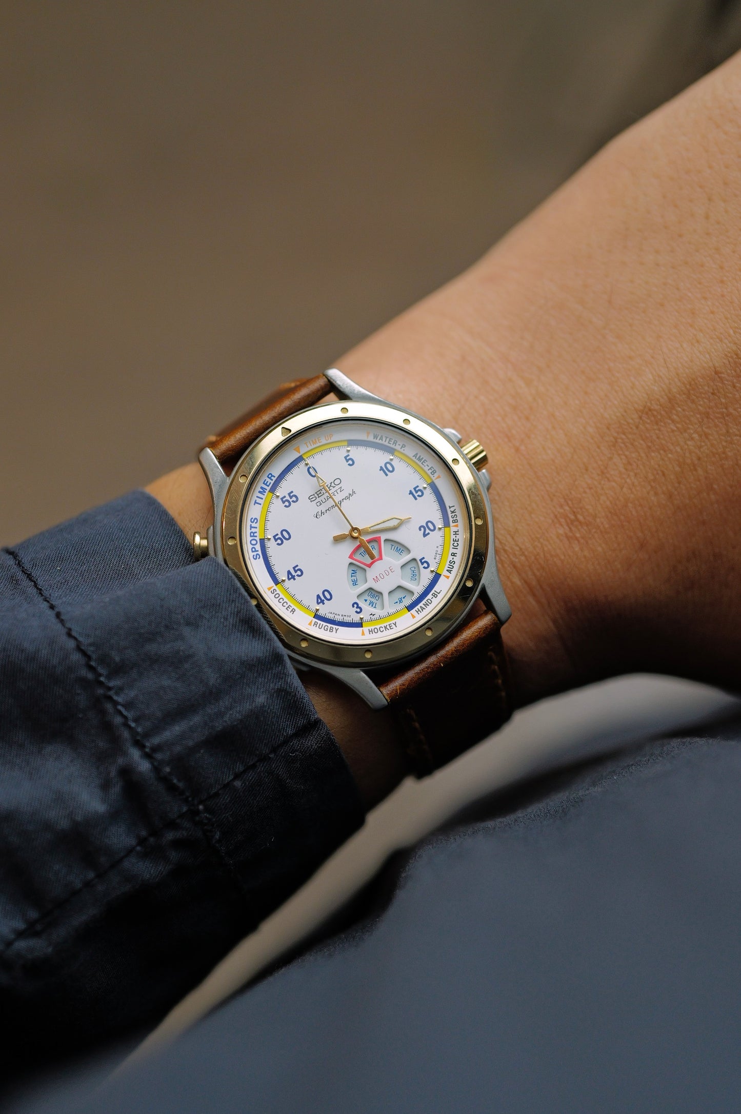 Seiko Sports Timer Chronograph Quartz "Dancing Hands" Circa.2000 with ori strap and buckle