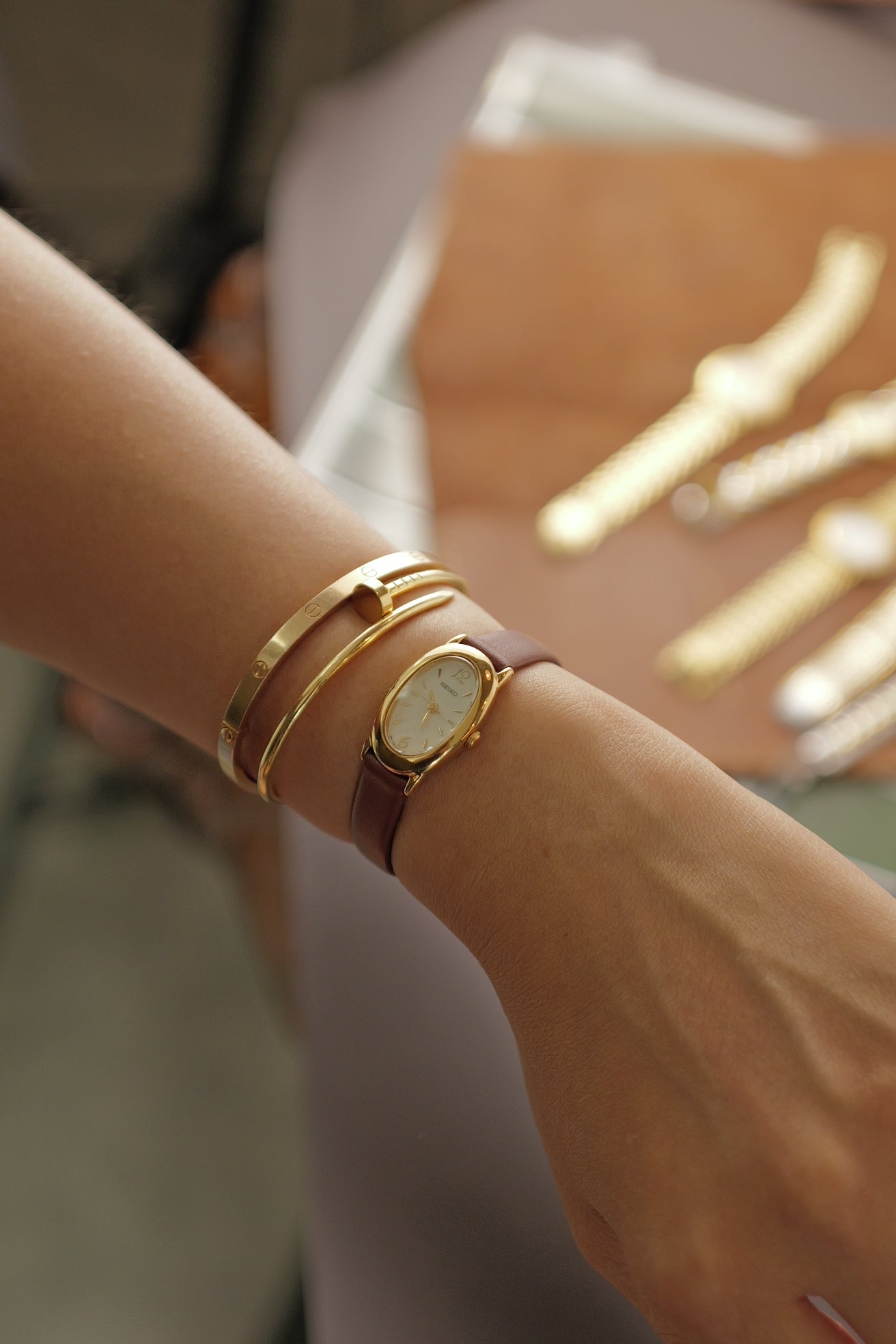 Seiko Ladies "Baignoire" Mini in Gold