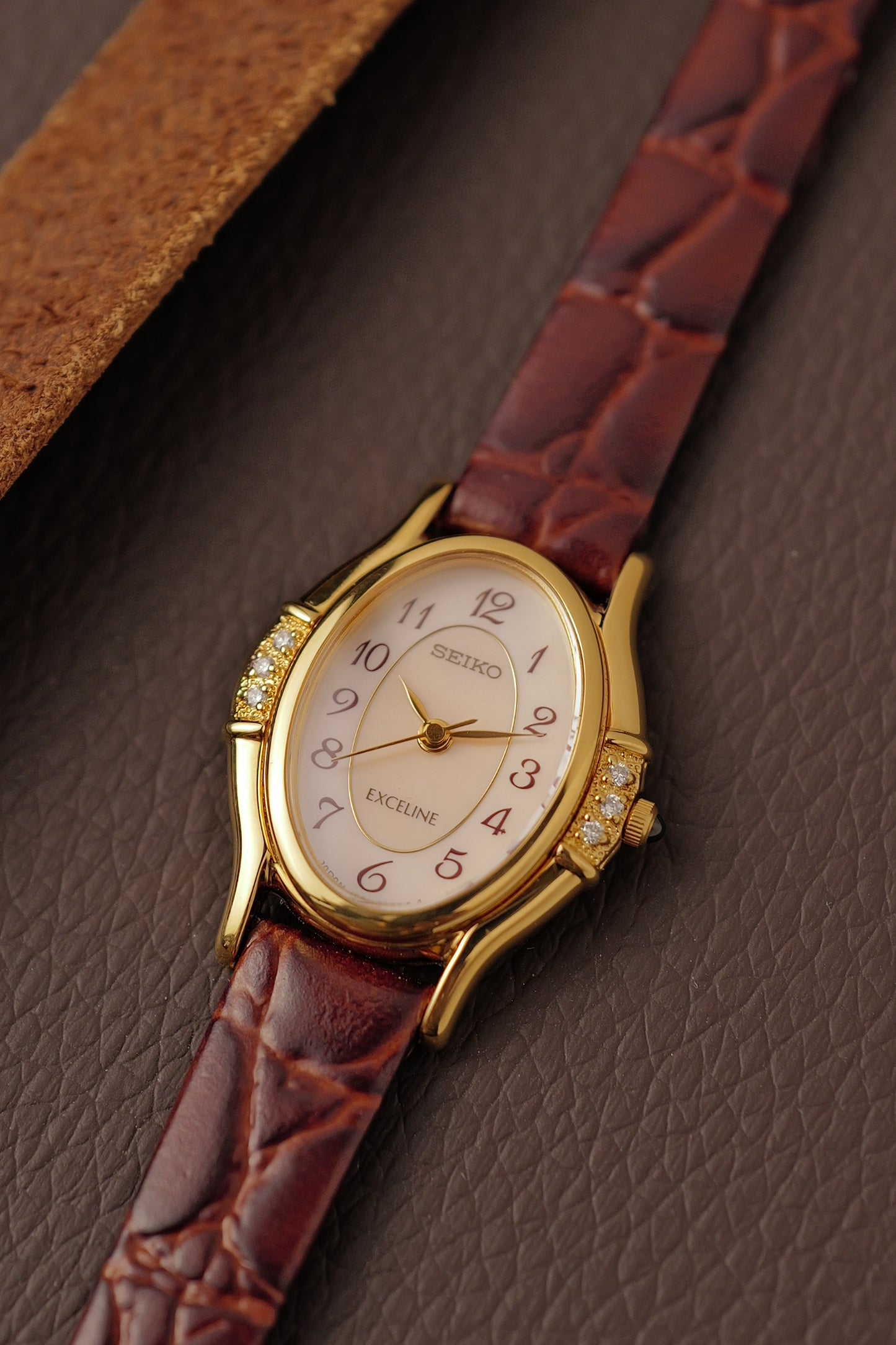 Seiko Exceline Art Deco Diamond Case with Mother of Pearl Dial (New old stock)