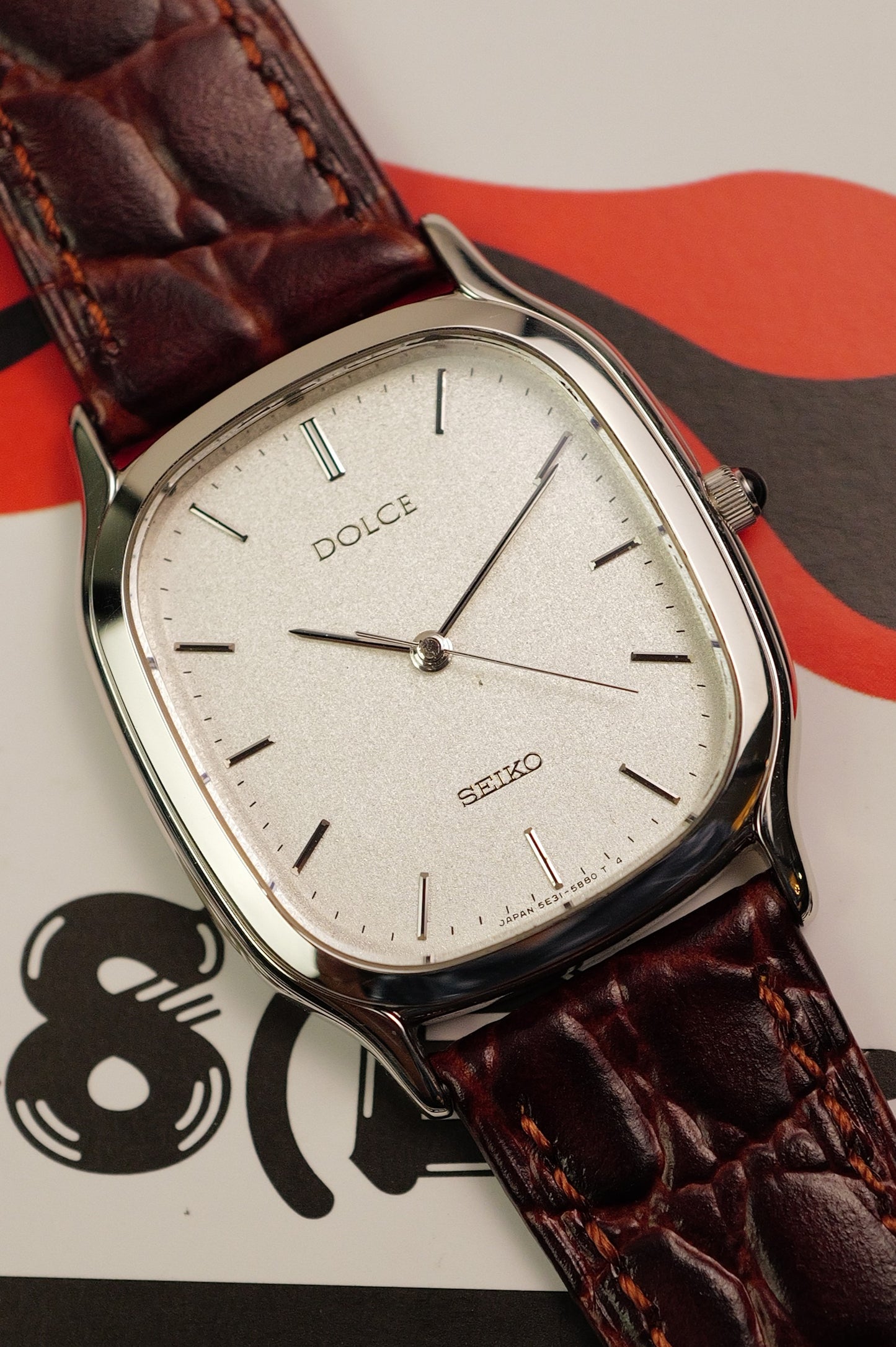 Seiko Dolce oblong tank silver 5E31-5B30 Circa.1994