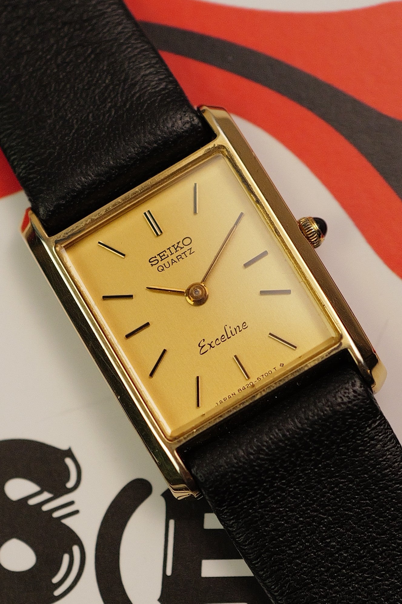 Ladies' Seiko Exceline tank 8420-5540 SGP30 plated with original seiko buckle