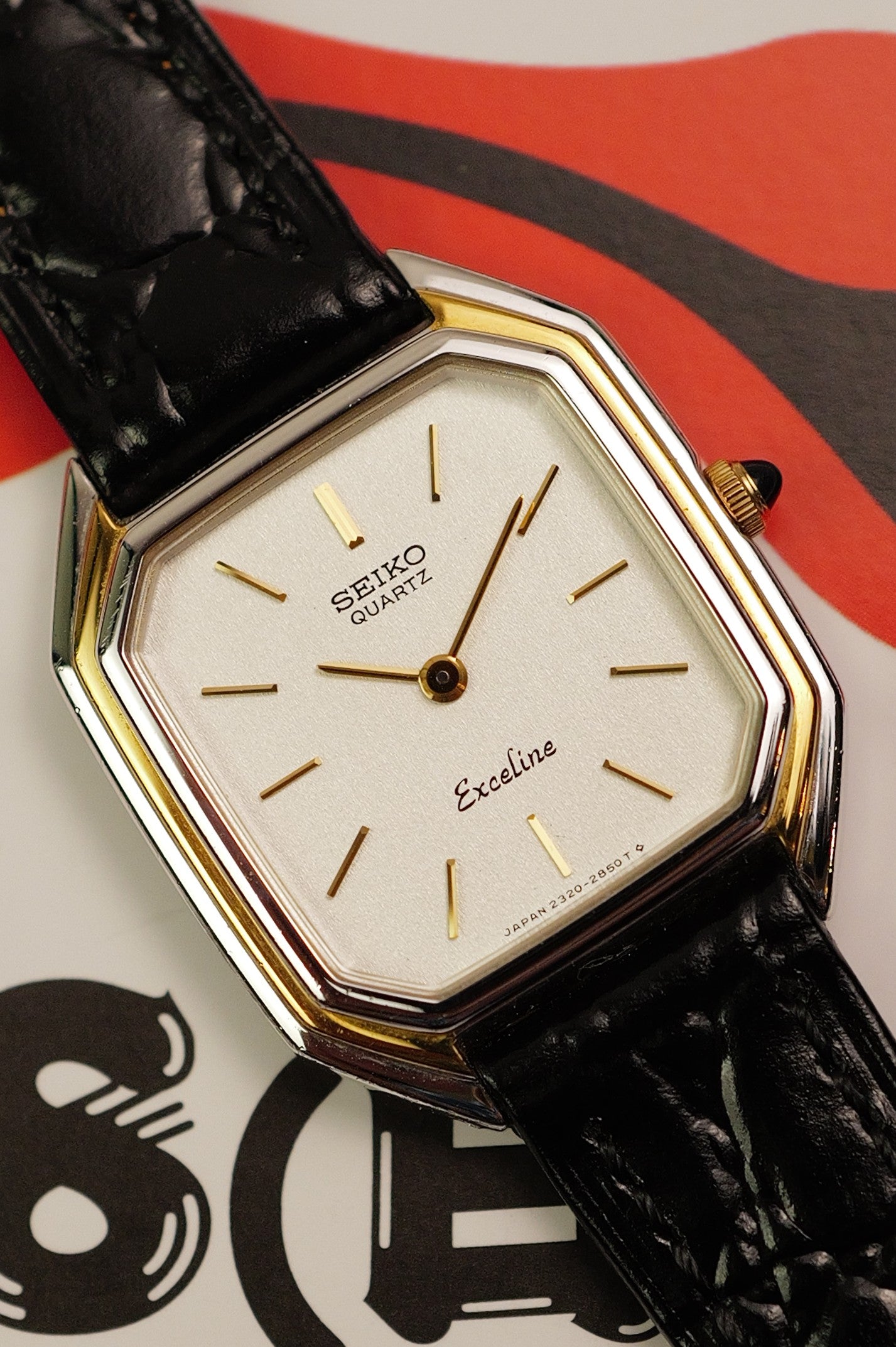 Seiko Exceline Octa Art-deco 2-Tone Palladium Coated Case Circa.1982