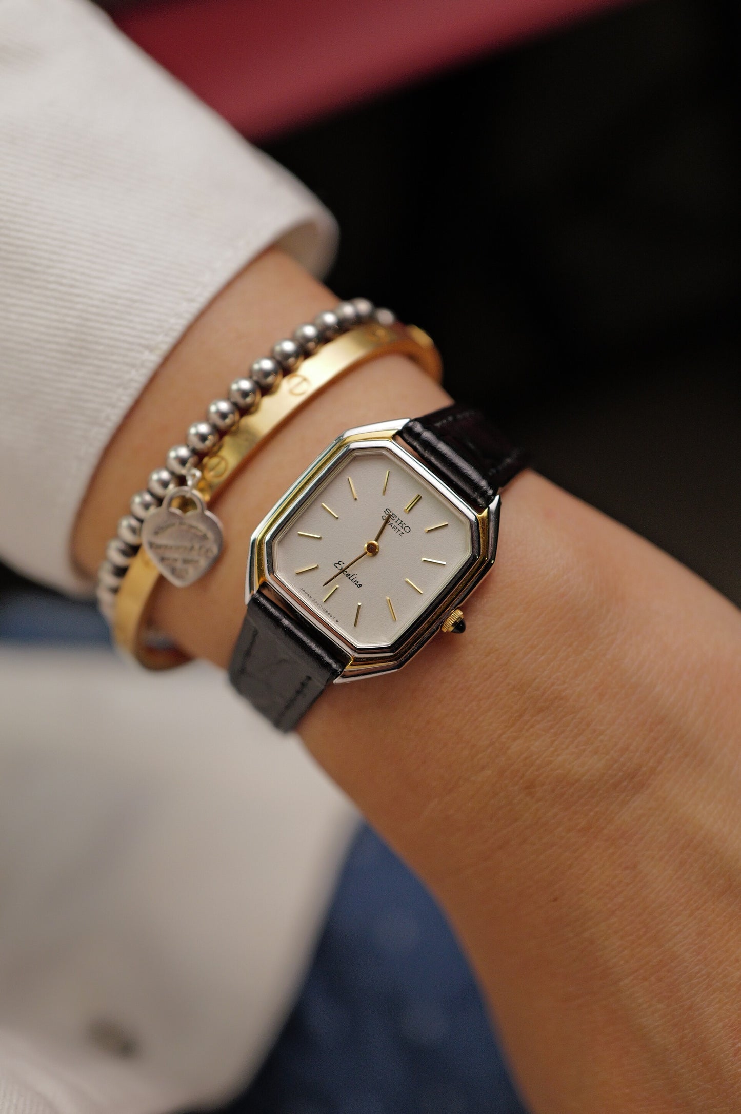 Seiko Exceline Octa Art-deco 2-Tone Palladium Coated Case Circa.1982