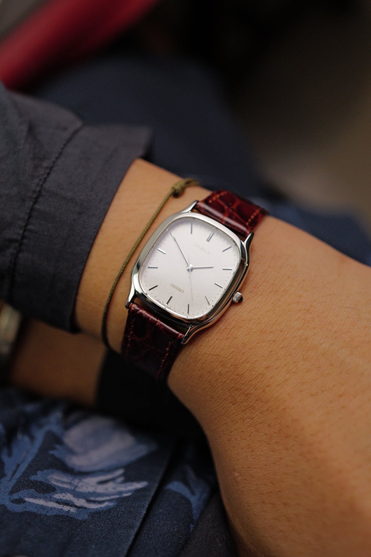 Seiko Dolce oblong tank silver 5E31-5B30 Circa.1994