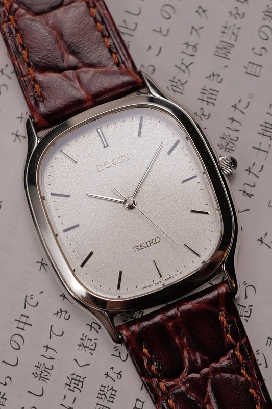 Seiko Dolce oblong tank silver 5E31-5B30 Circa.1994