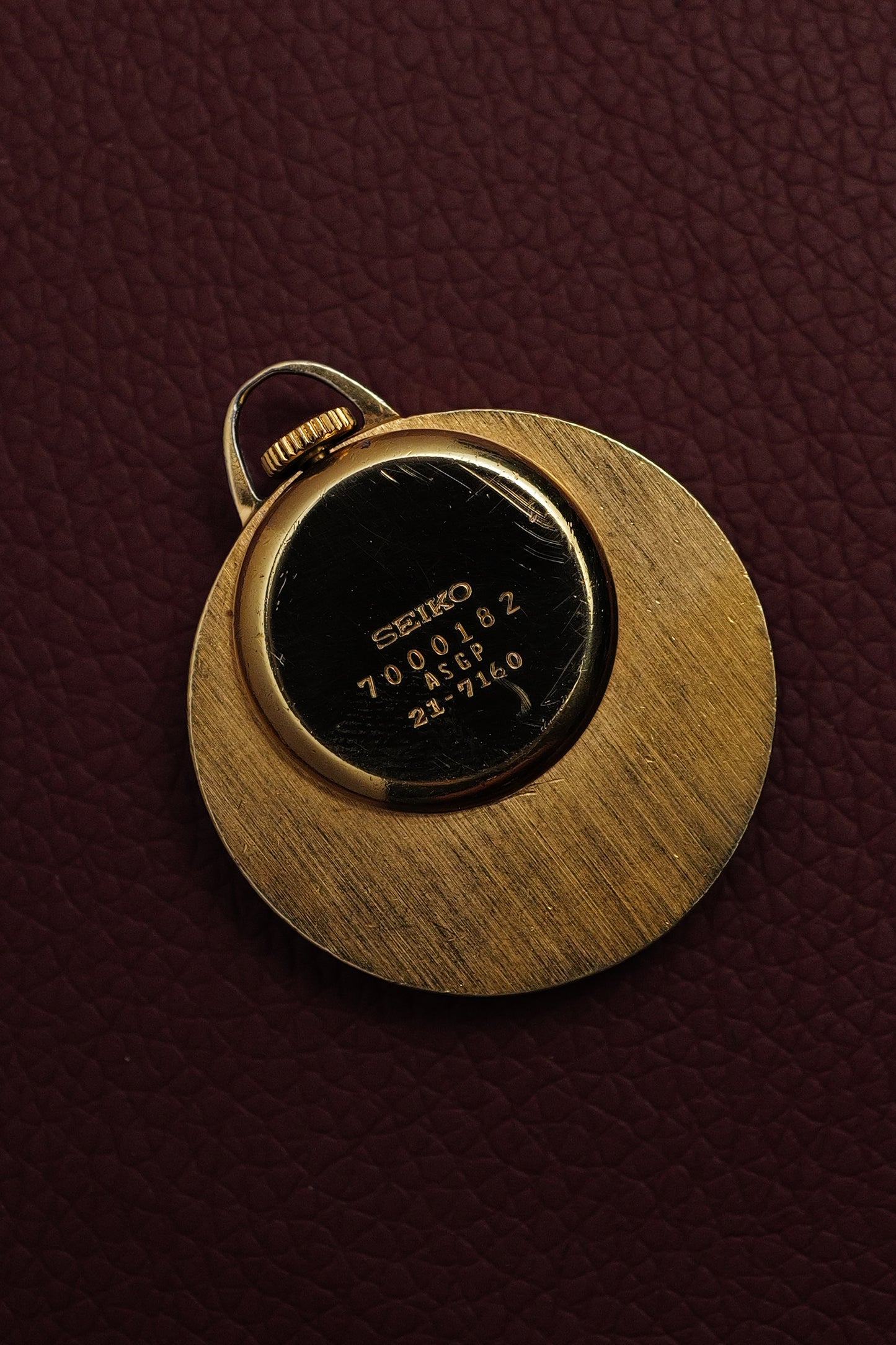Guilloche Cased Seiko Pendent 21-7160 Manual Winding 1987