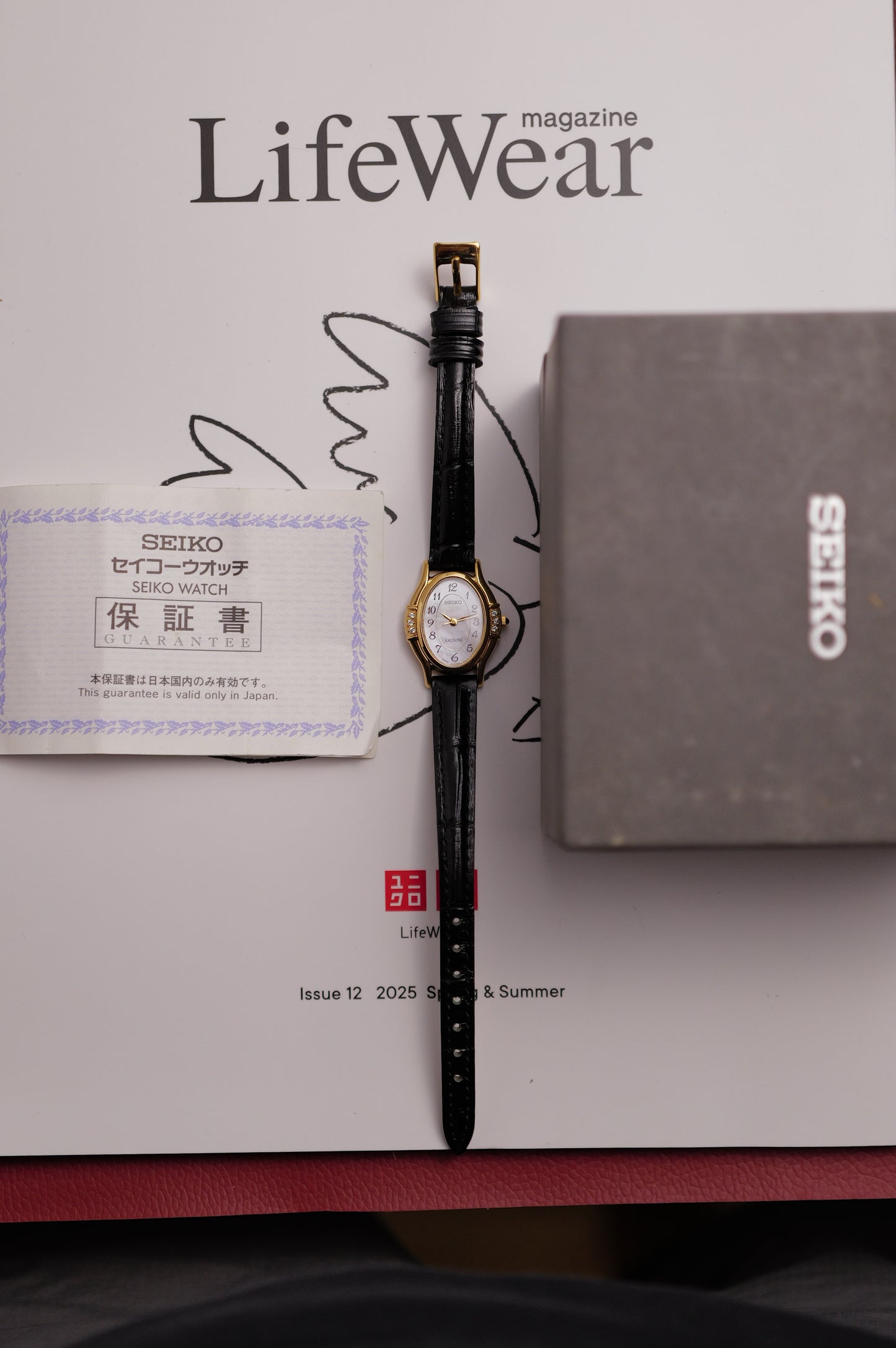 Seiko Exceline Art Deco Diamond Case with Mother of Pearl Dial