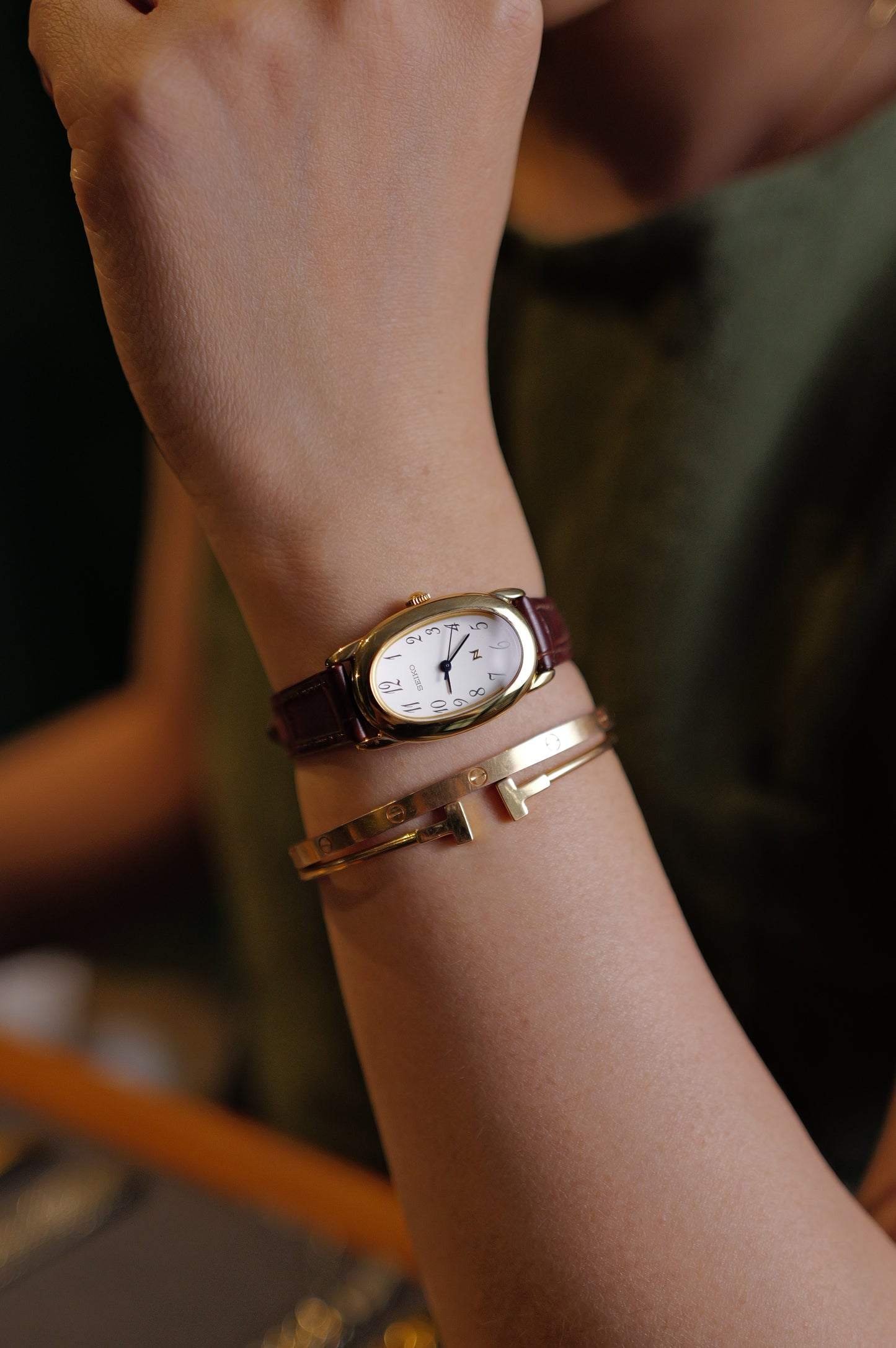 Seiko Ladies "Baignoire" Gold