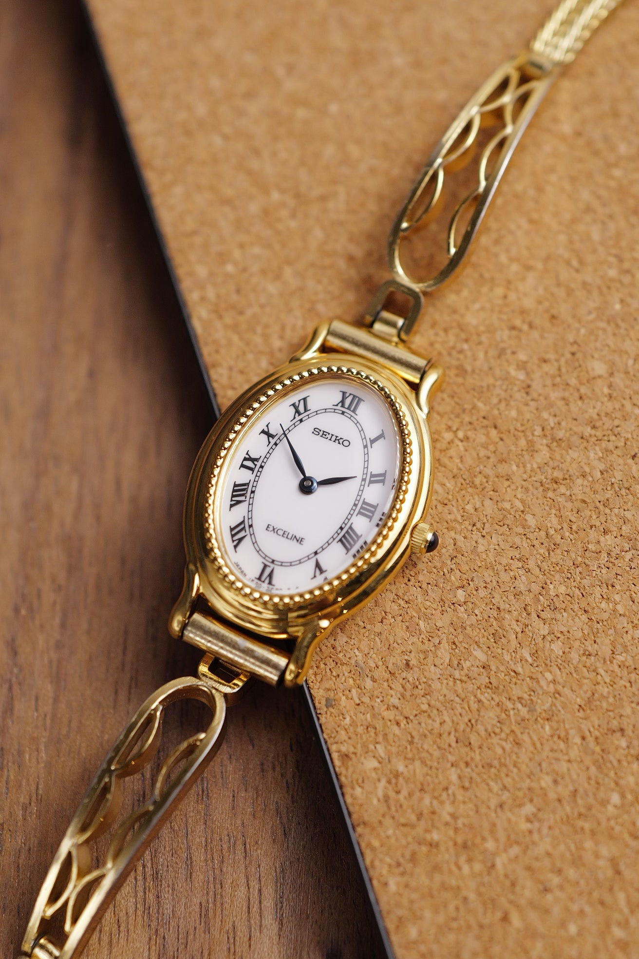 Seiko Exceline Roman "Opaline" Dial Art deco case. 1F20-6A40 Circa.1992