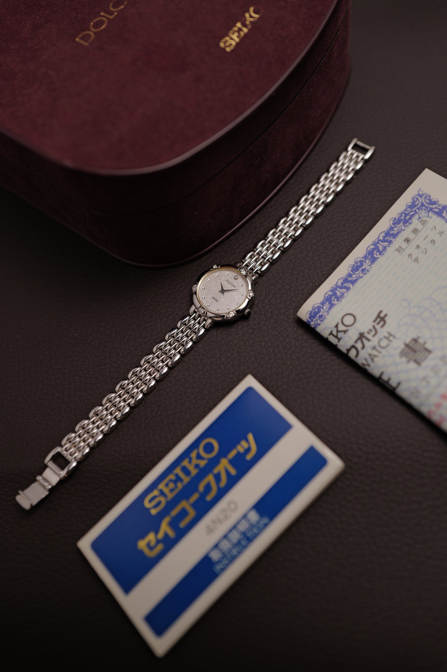 Seiko Exceline with bezel Diamonds (with original box and papers) 4N40-0640 Circa.1991