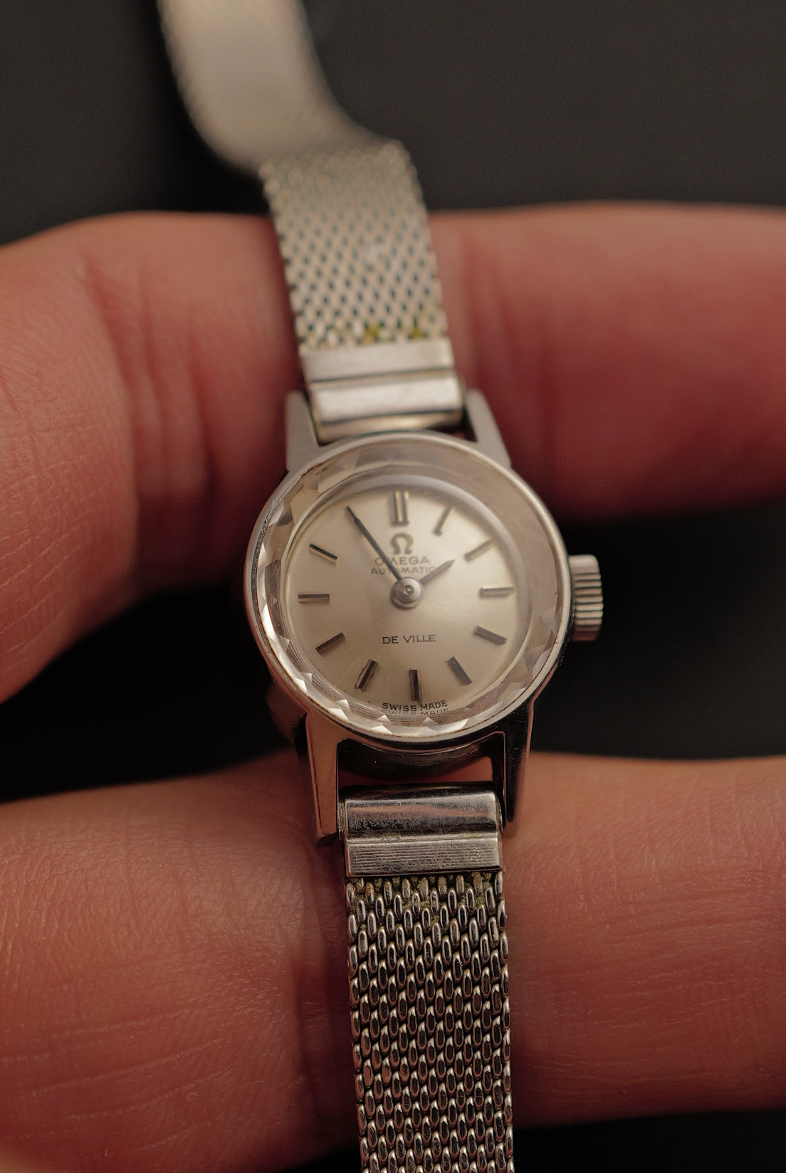 Ladies Omega Cocktail Watch w/ faceted Glass & Automatic movement