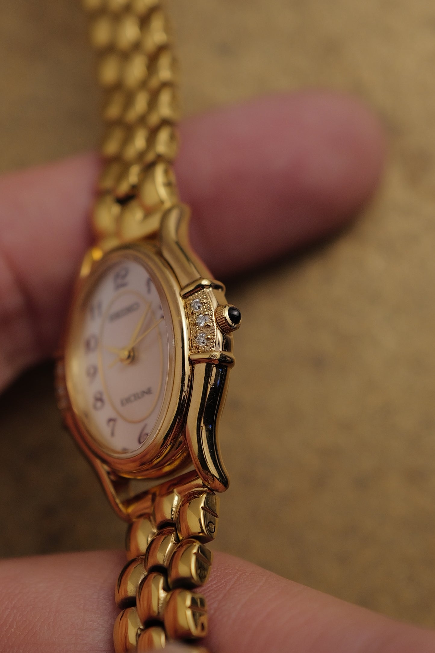 Seiko Exceline MOP Art Deco Diamond on Custom bracelet Circa.1996
