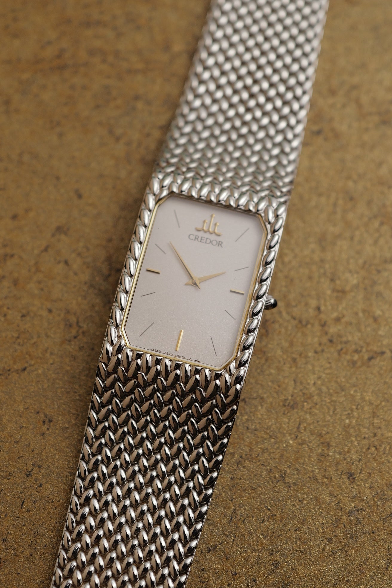 Men's Seiko Credor Rectangular Bracelet Circa. 1996 full NOS set