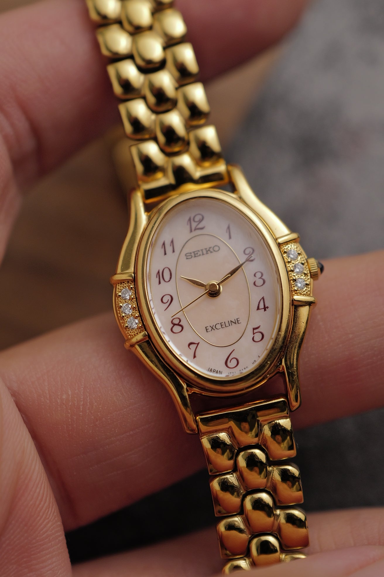 Seiko Exceline MOP Art Deco Diamond on Custom bracelet Circa.1996