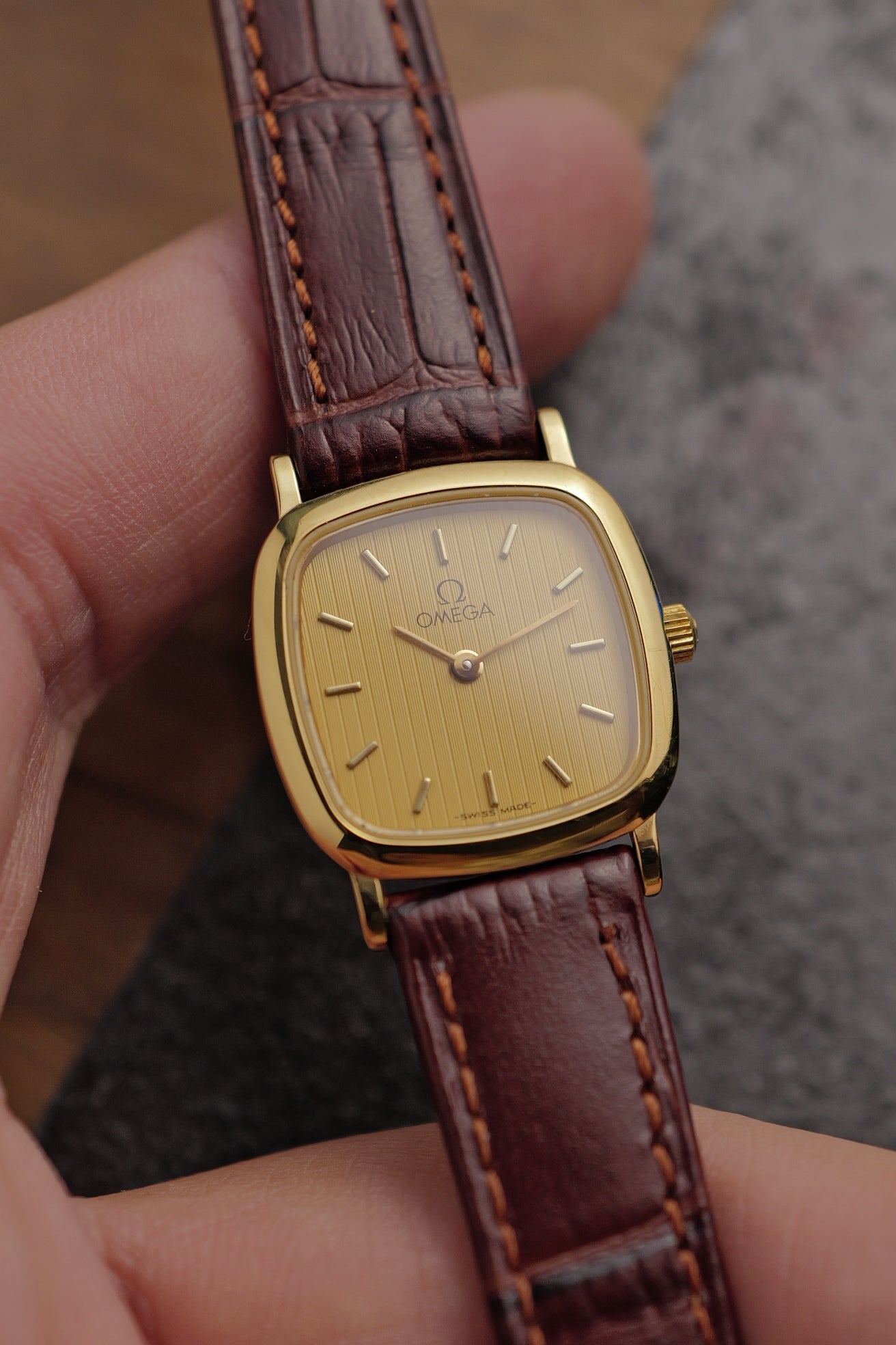 Omega De-ville "Golden Cushion" Quartz Circa. 1990s