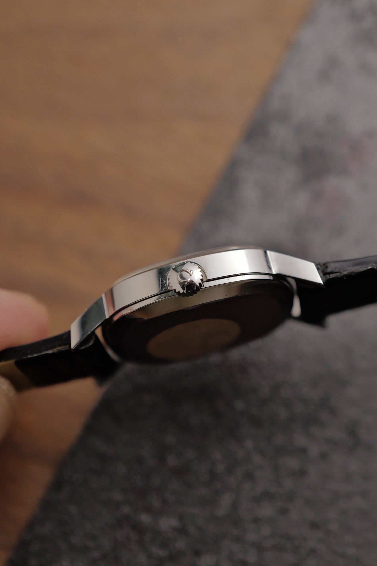 Omega Ellipse "Brushed Silver" Circa. 1970s w/ original buckle and sticker