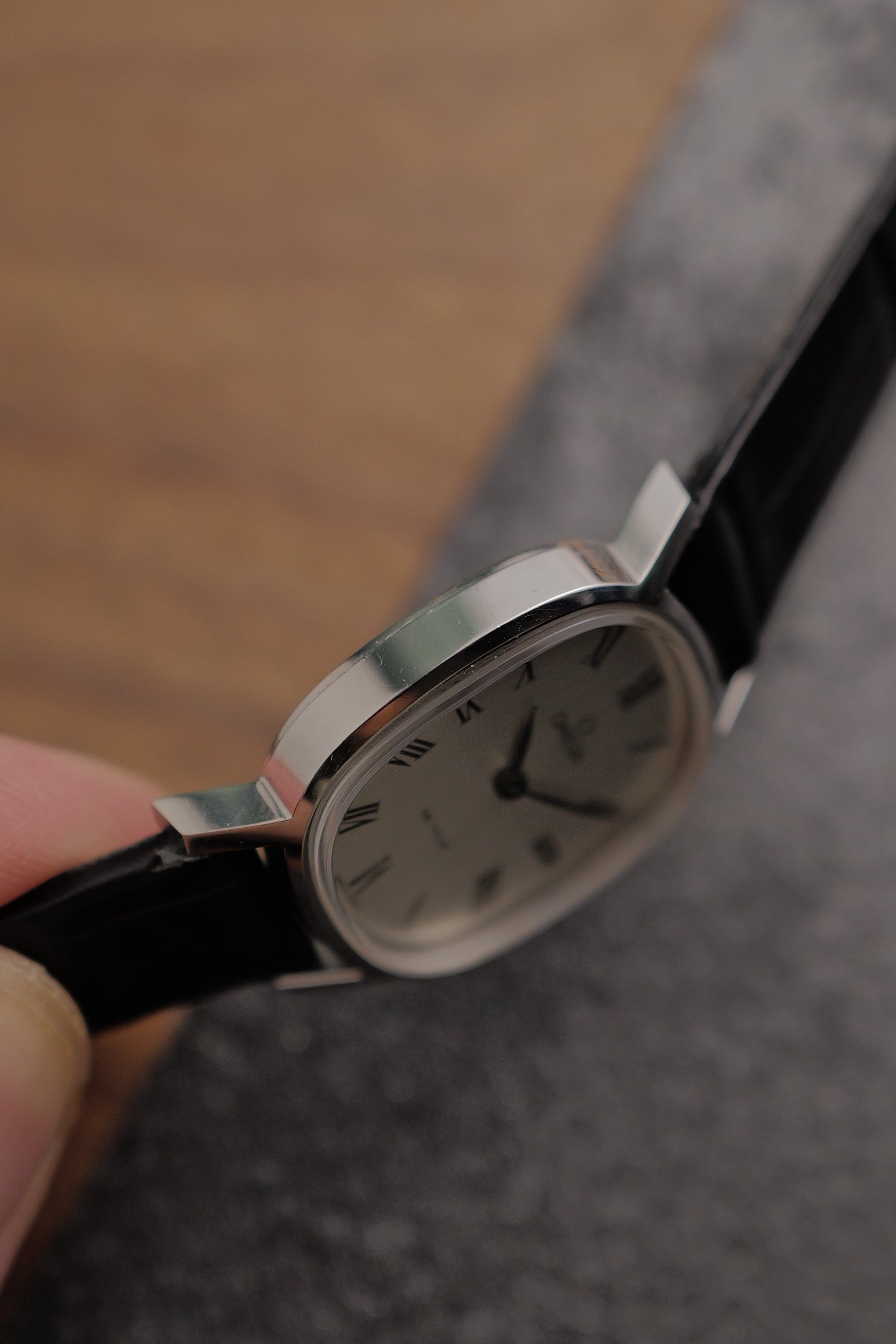 Omega Ellipse "Brushed Silver" Circa. 1970s w/ original buckle and sticker