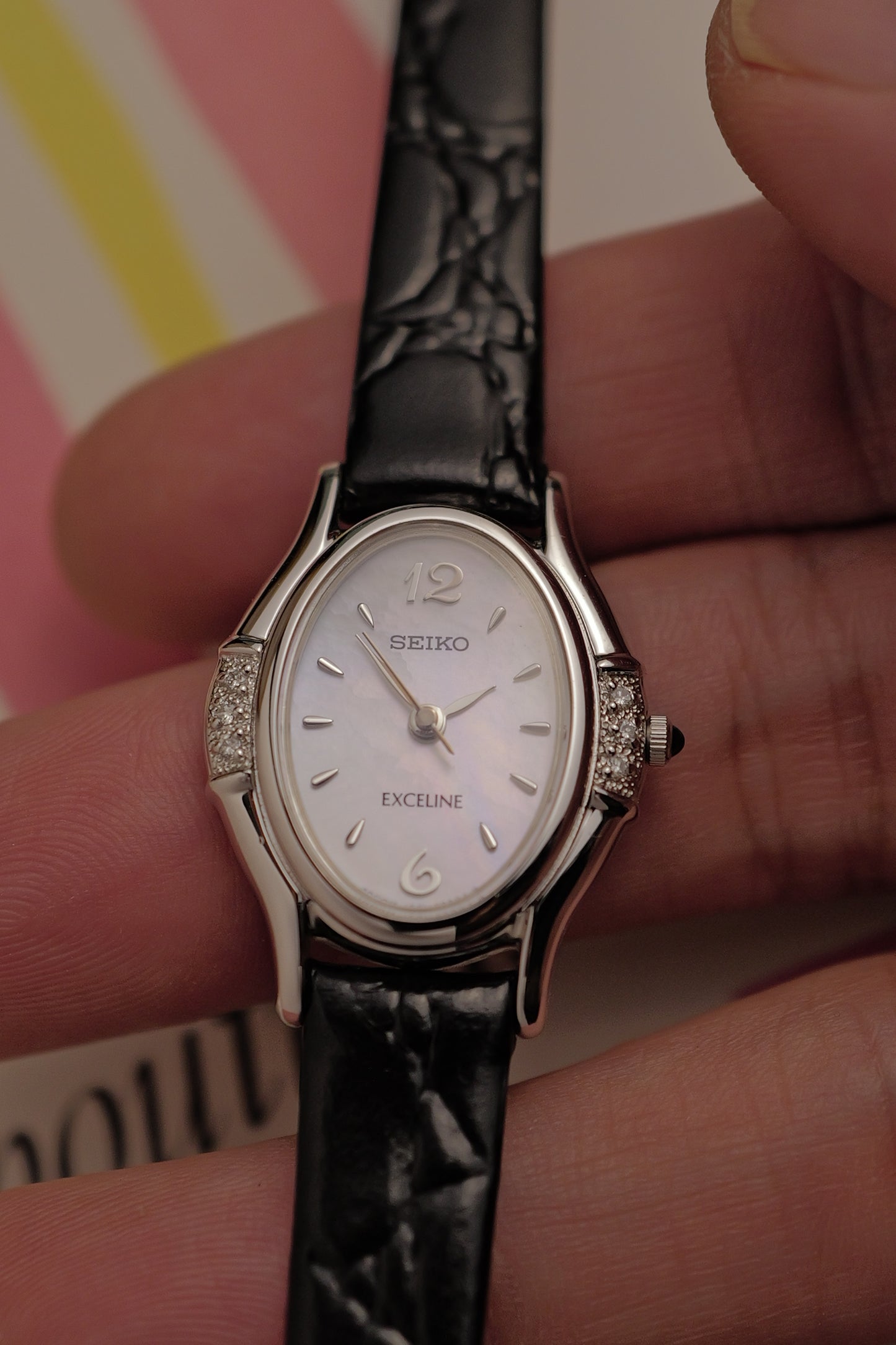 Seiko Exceline Mother of Pearl Diamond Bezel Circa. 1992