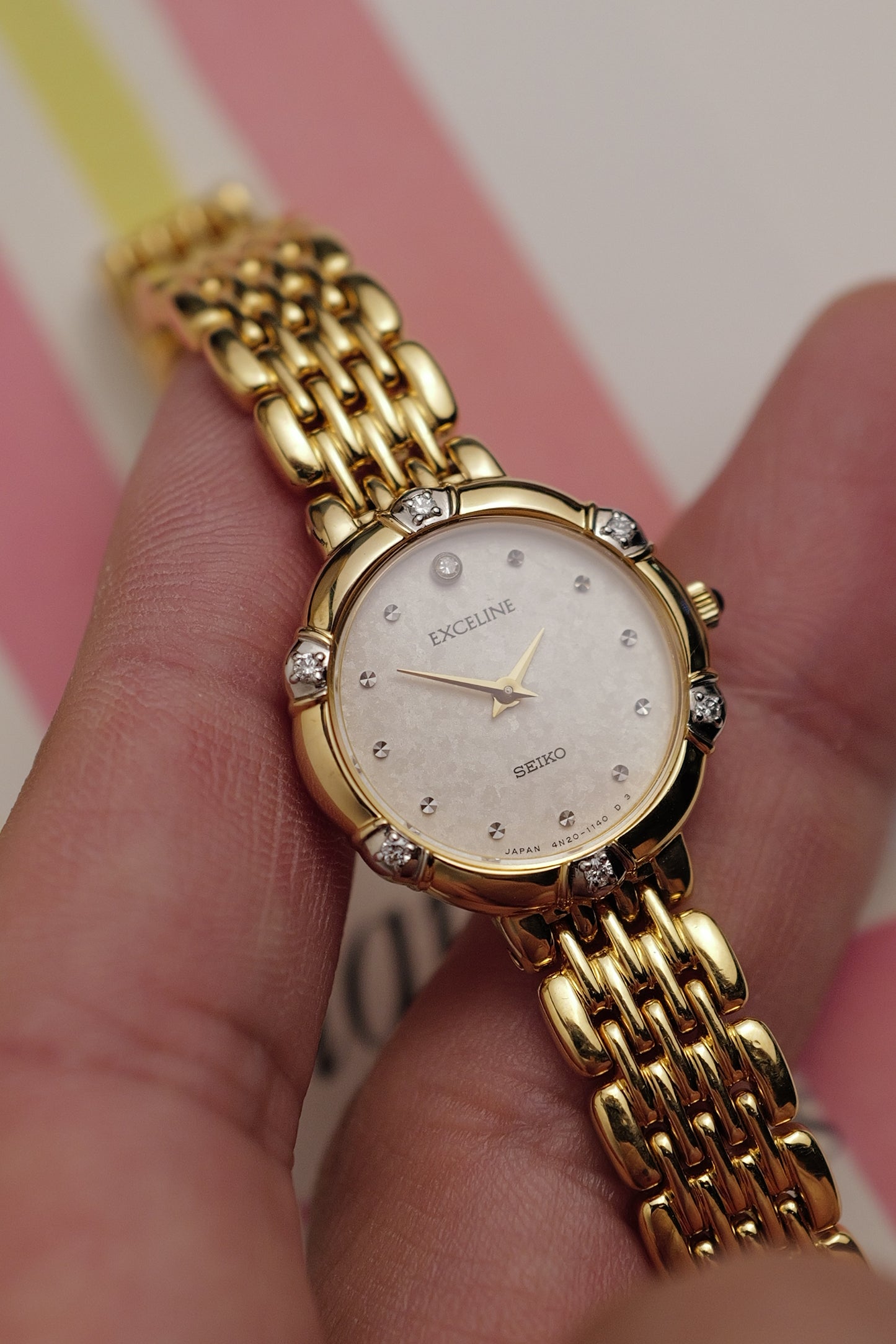 Seiko Exceline with Floral bezel Diamonds Circa.1990
