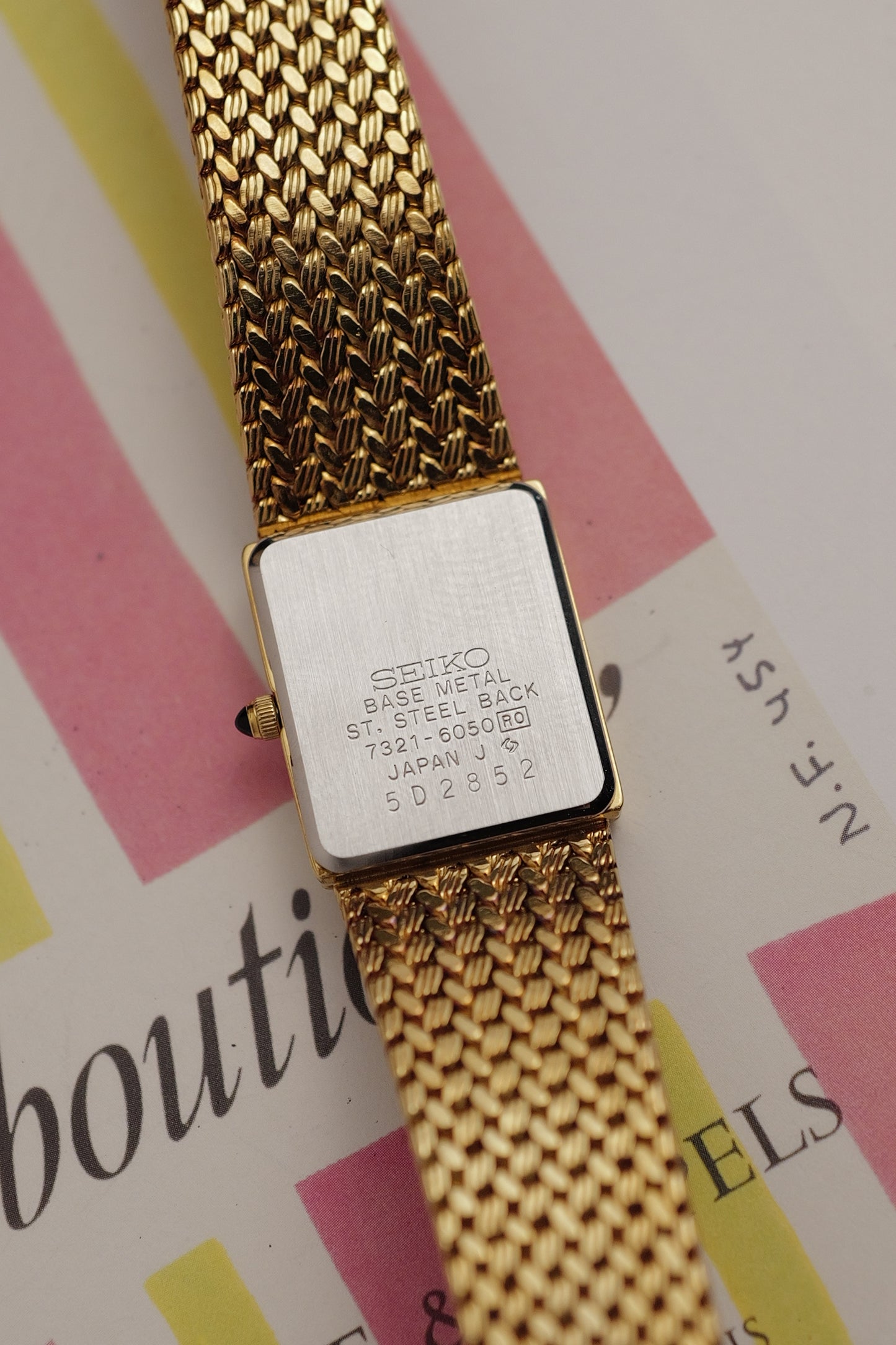 Seiko Exceline Tank in Woven Bracelet Circa. 1985