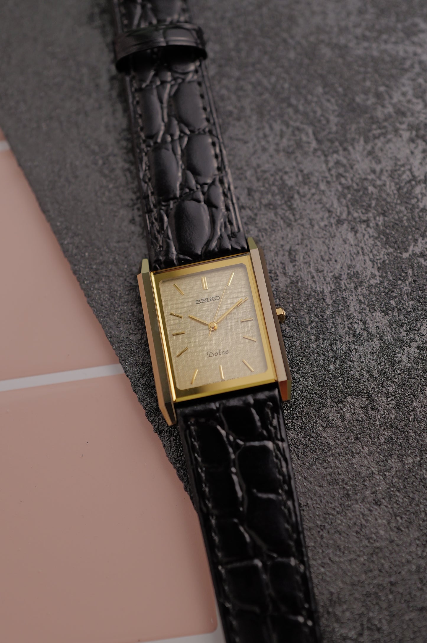 Seiko Dolce Tapestry Dial Tungsten Carbide Scratch Resistant circa. 1980