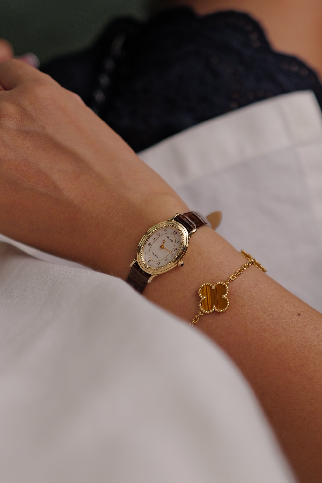 Seiko Exceline Mother of Pearl with beaded bezel Circa. 1992