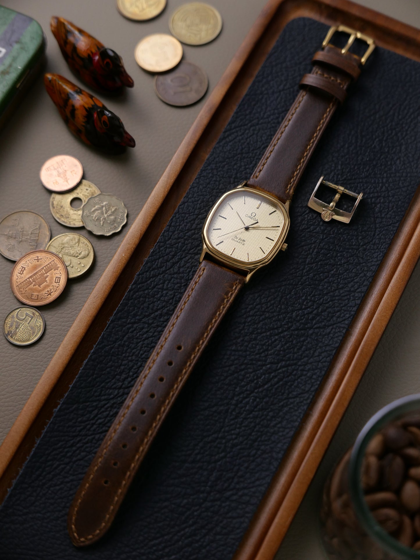 Omega De Ville “Honeycomb Ellipse” Travel Watch Ref. 195.0013 (circa 1980s)