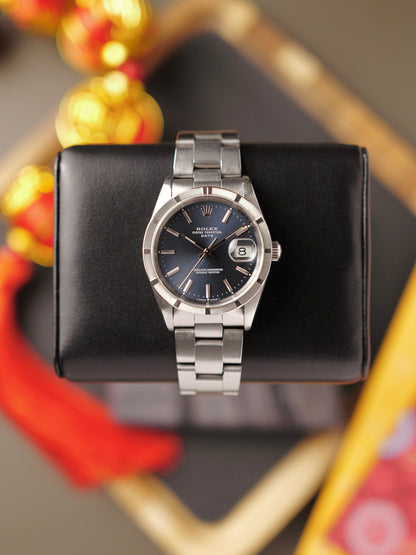 Rolex Oyster Perpetual Date “Blue Sunburst” w/ Box & Papers Ref. 15210 (circa 1993/4)
