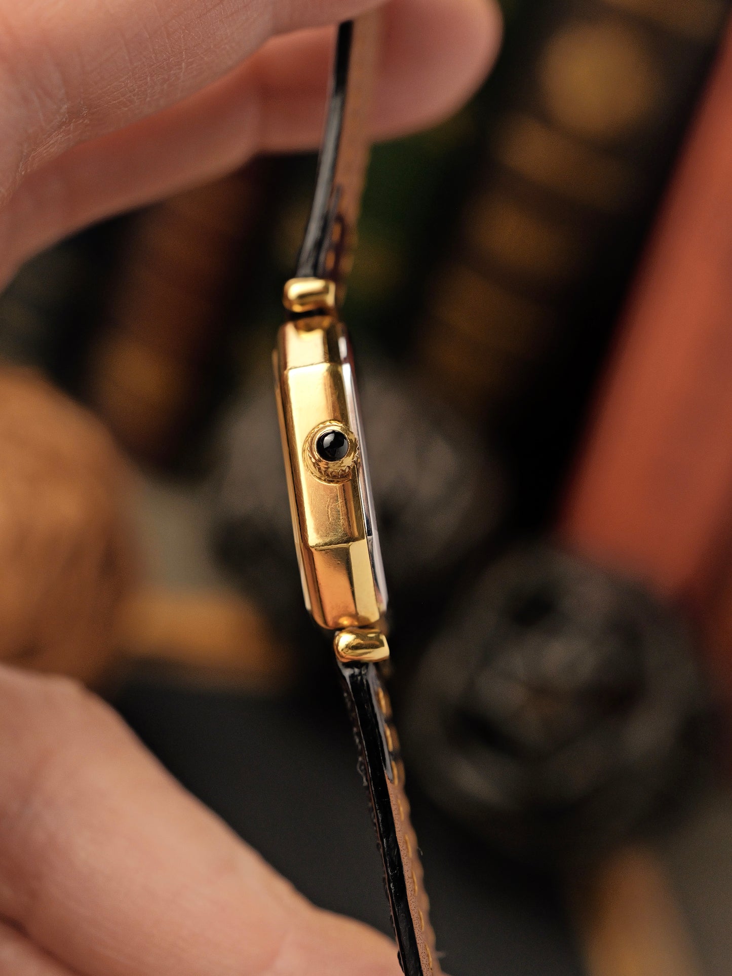 Longines “Mini Octagon Black Gilt Roman” Ref. 3208 (circa 1980s)