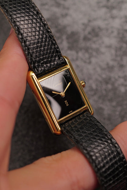 Must De Cartier Tank "Spidering Onyx " Circa. 1980s w/box