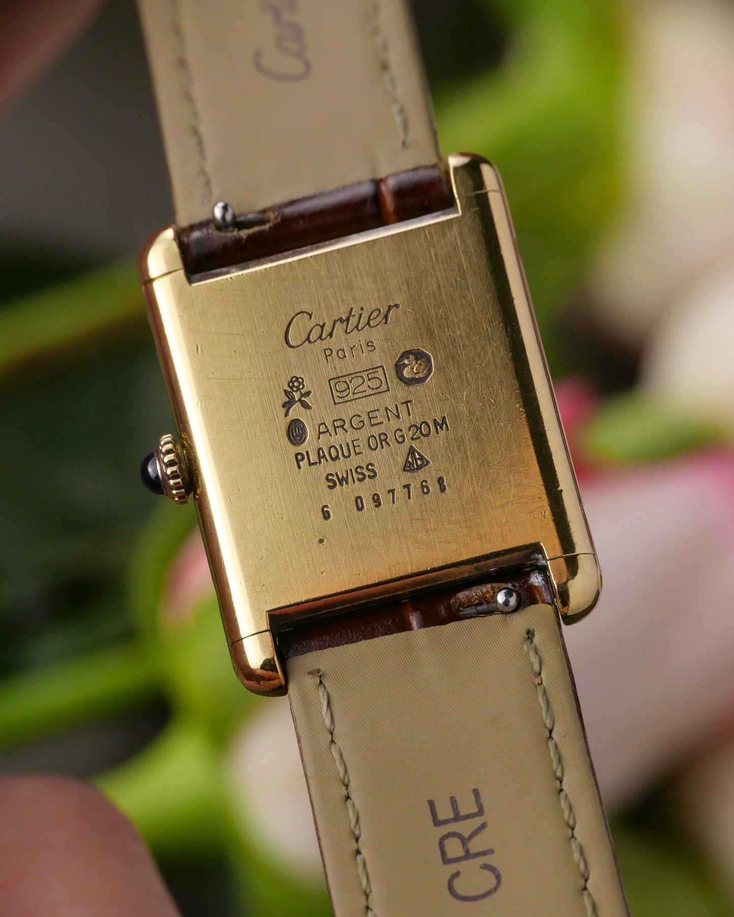 Cartier Tank Must de Cartier Vermeil “Lacquer Wood Grain” LM Manual-Winding (circa 1970s)