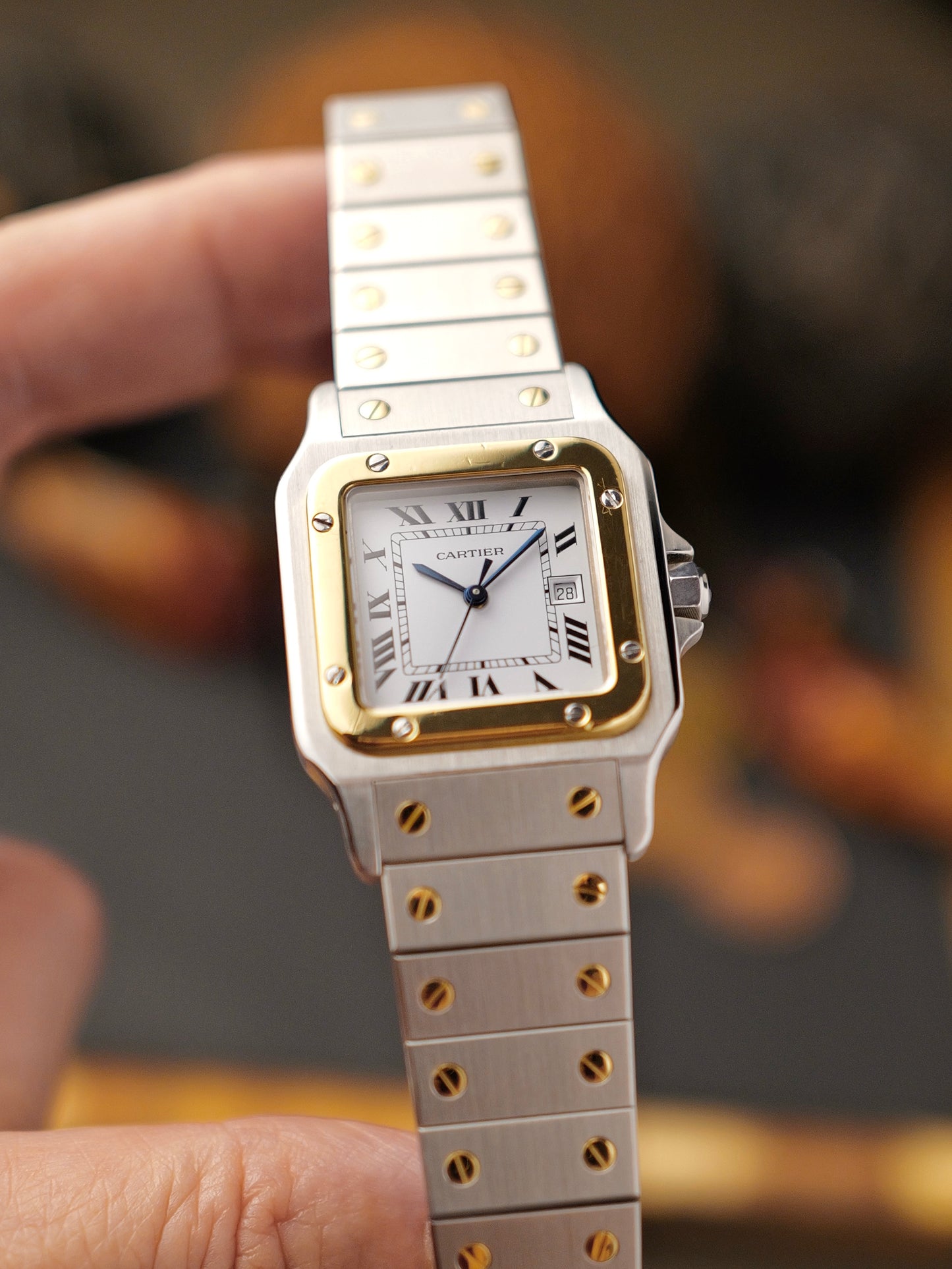 Cartier Santos Carrée Steel + 18K Solid Gold FULL SET Ref. 2961 (circa 1985)