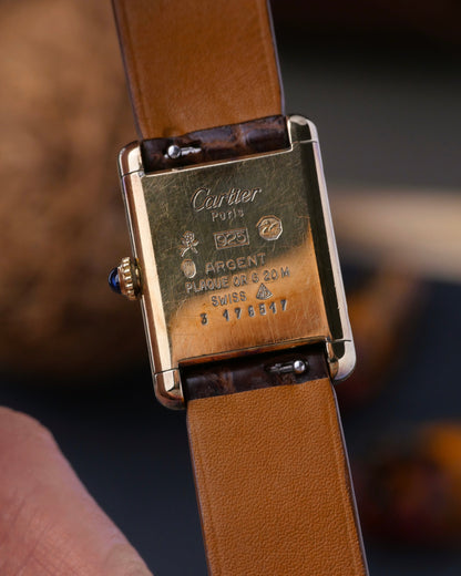 Cartier Tank Must Vermeil Plain Black SM Manual (circa 1970s)