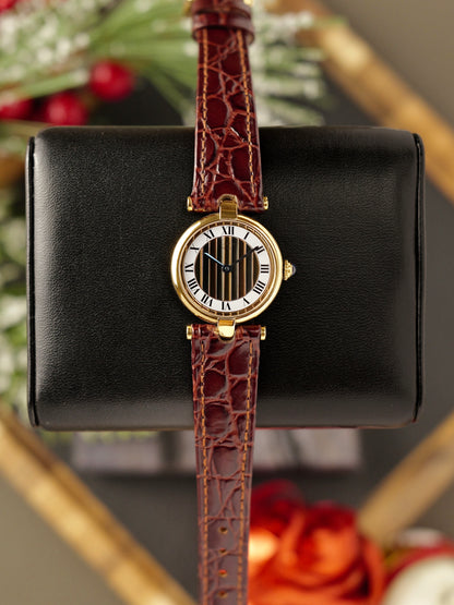 Cartier Vendôme Vermeil “Trinity Dial” Small Ref. 590004 w/ Pouch and Papers (circa 1991)