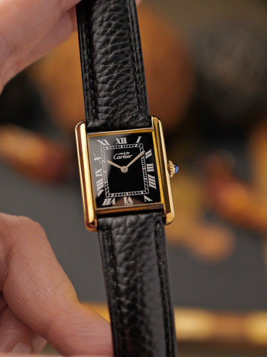 Cartier “Must de Cartier” Tank Vermeil FULL SET Tuxedo Dial Manual LM (circa 1980s)
