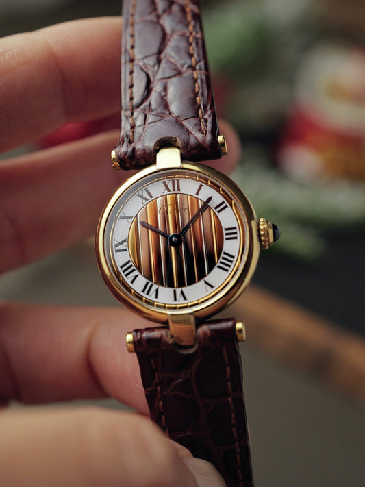 Cartier Vendôme Vermeil “Trinity Dial” Small Ref. 590004 w/ Pouch and Papers (circa 1991)