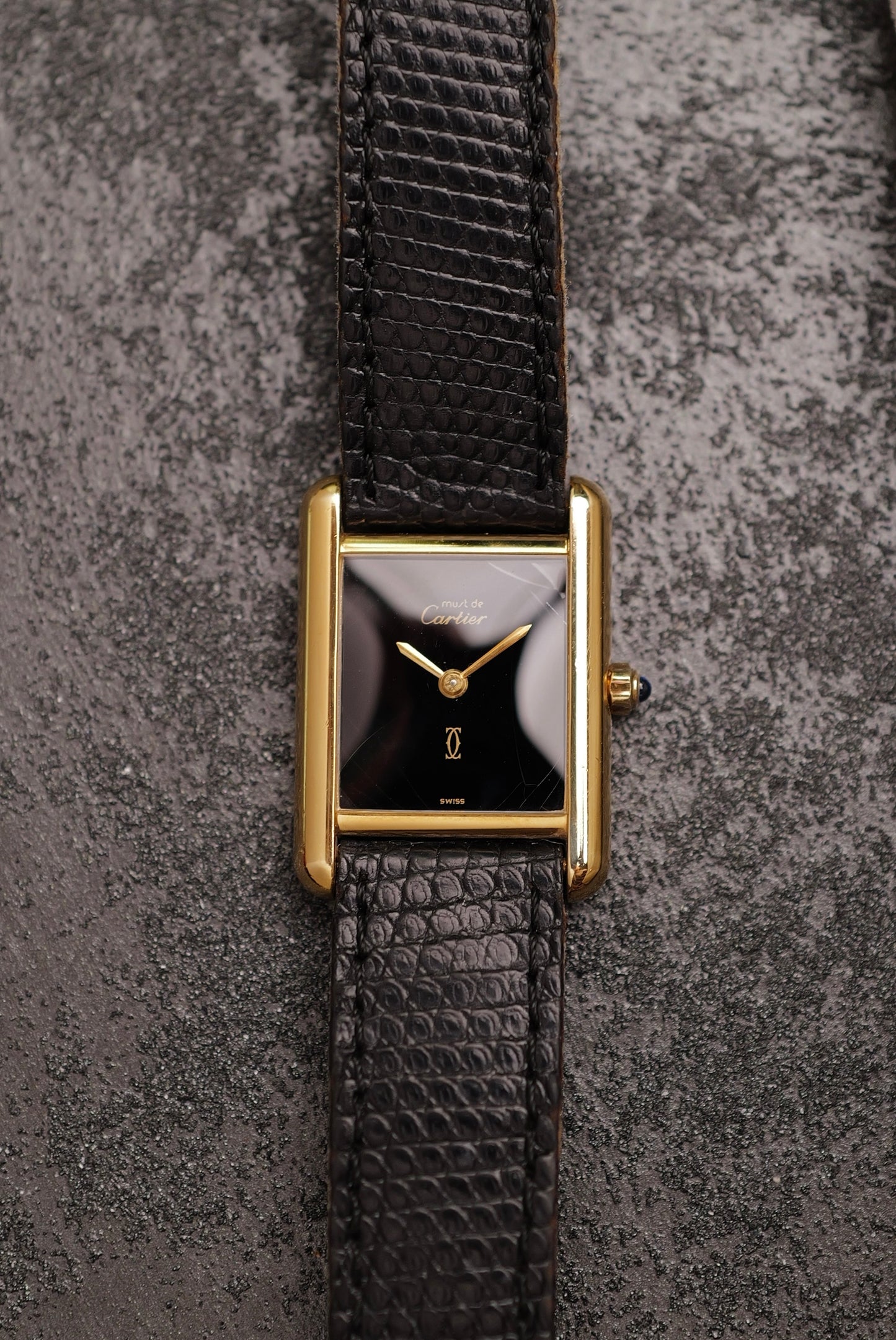 Must De Cartier Tank "Spidering Onyx " Circa. 1980s w/box