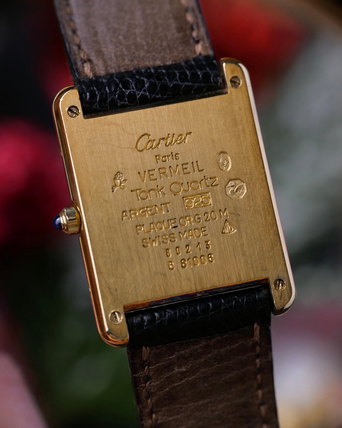 Cartier Tank Must de Cartier Vermeil “Plain Black” LM Ref. 681006 (circa 1990s)