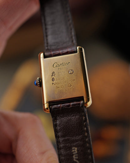 Cartier Must de Cartier Tank Vermeil “Lemon Roman” SM Manual w/ Box (circa 1970s)