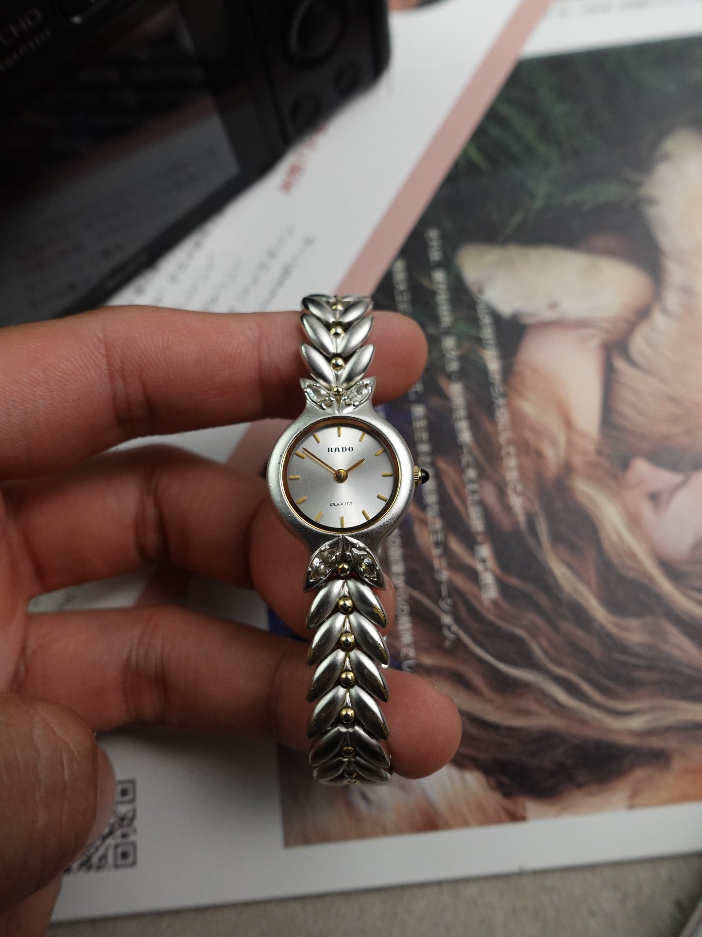 Art Deco Bracelet Rado with crystal inserts on case