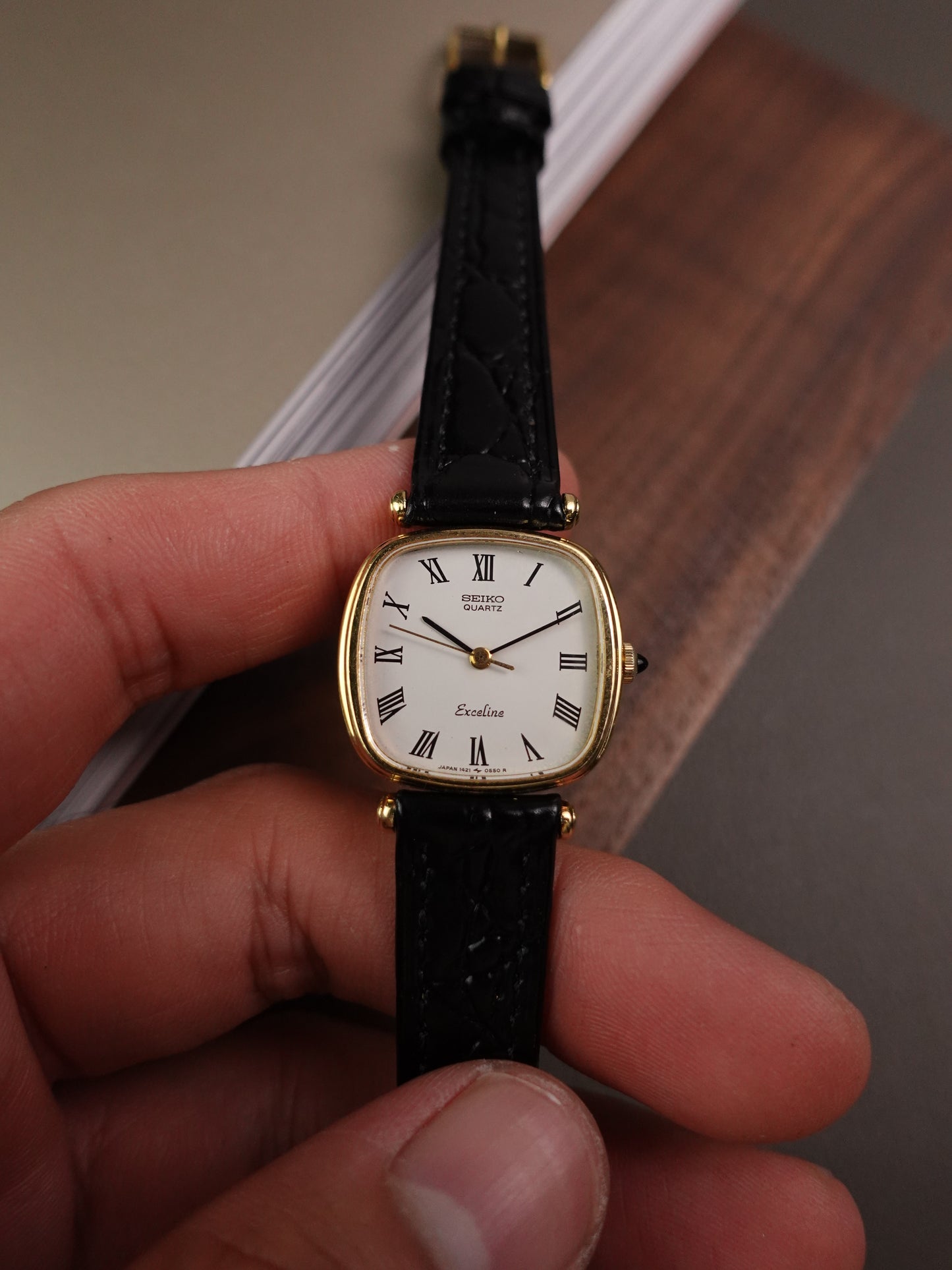 80s Seiko Exceline T-lug Cushion Case with Roman Numerals