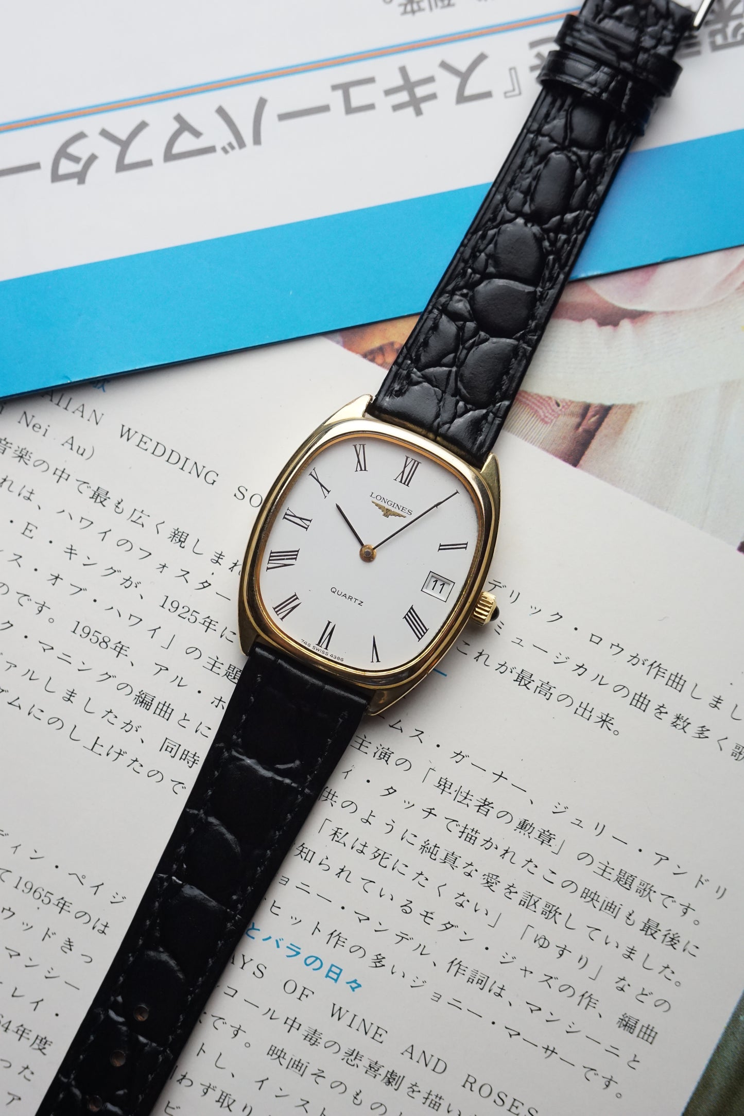 80s Longines Elipse Roman Numeral white dial