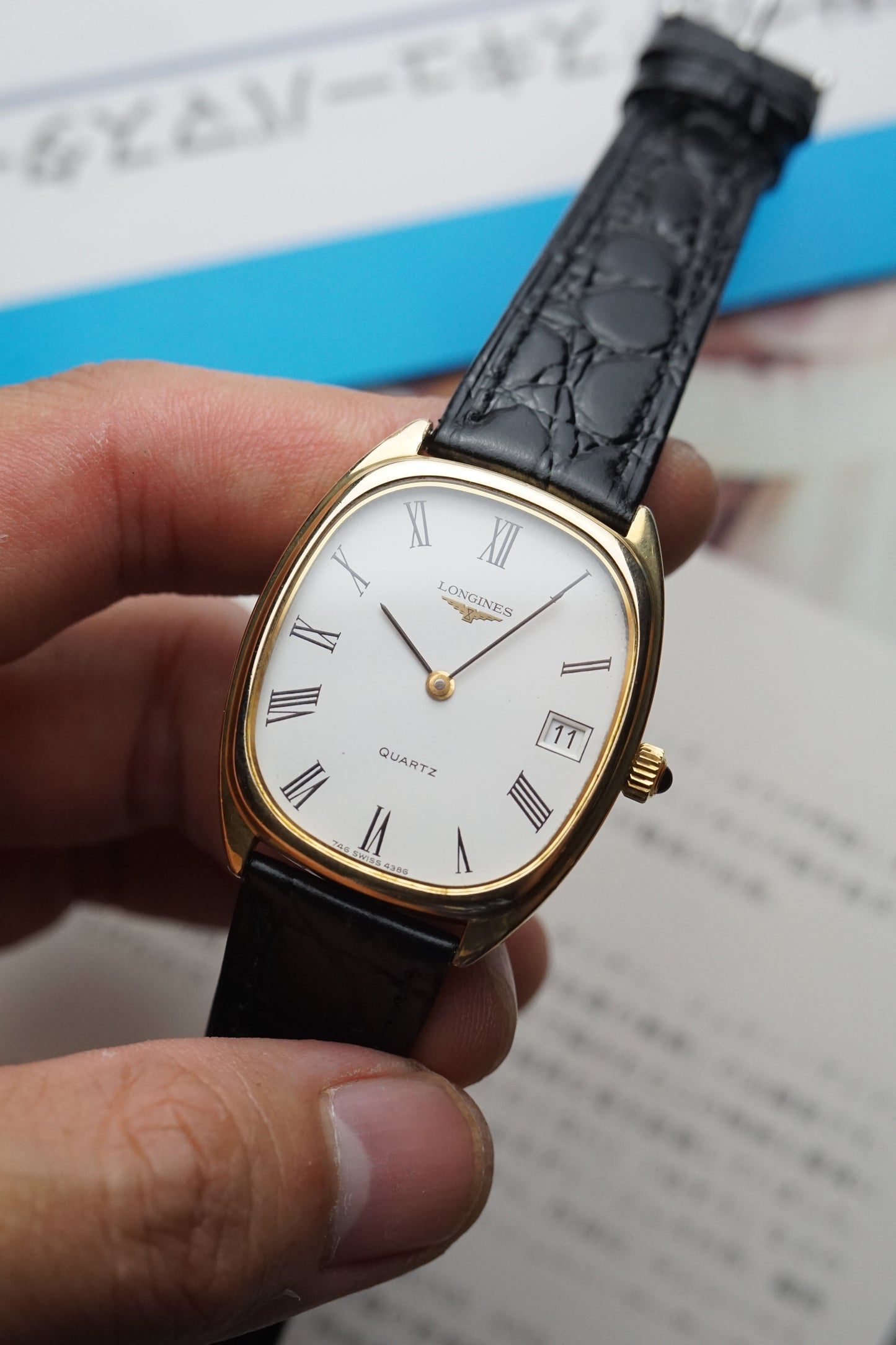 80s Longines Elipse Roman Numeral white dial