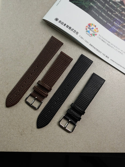 Lizard stamped leather watch strap